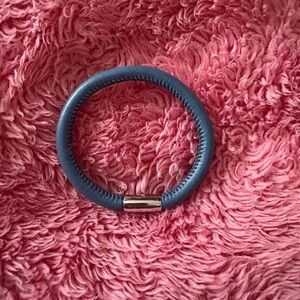 Brighton Woodstock Blue Leather Bracelet with Silver Clasp